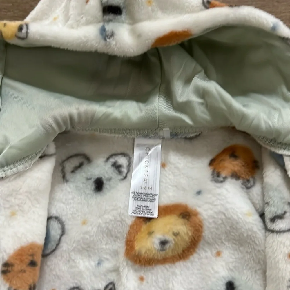 Chickpea Neutral Baby Boy Girl Animals Fuzzy Pram Bunting Coverall 3-6 months